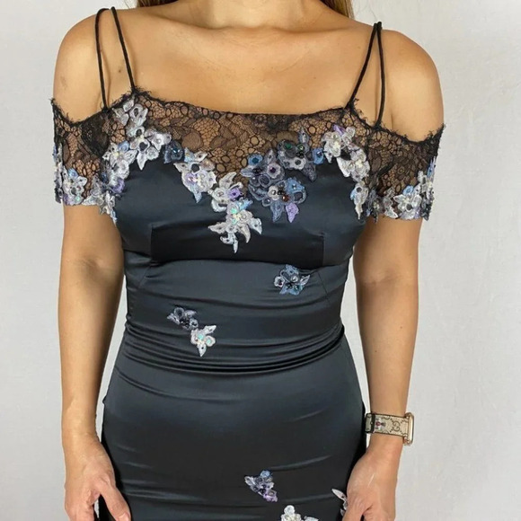 NWT Mandalay Black Lace Mermaid Formal Gown $995 - Picture 3 of 11